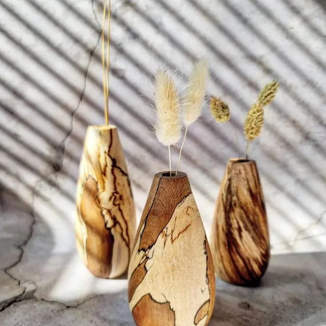 Wooden Bud Vase - set of three (Spalted Beech)