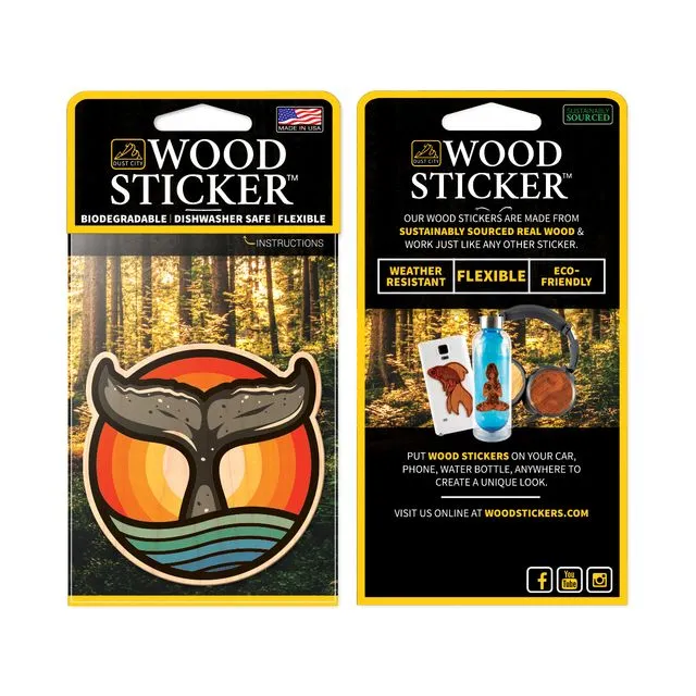 Wood Sticker - Whale Tail Sunset