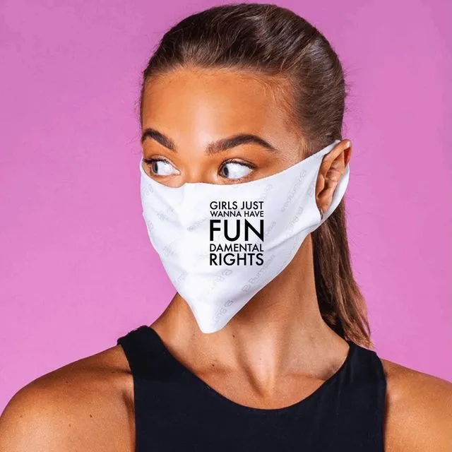 Novelty Face Mask featuring phrase Girls just want to have FUNdamental rights