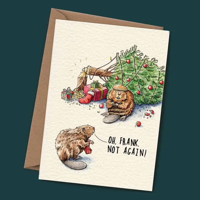 Beaver Card - Holiday Card - Christmas Card