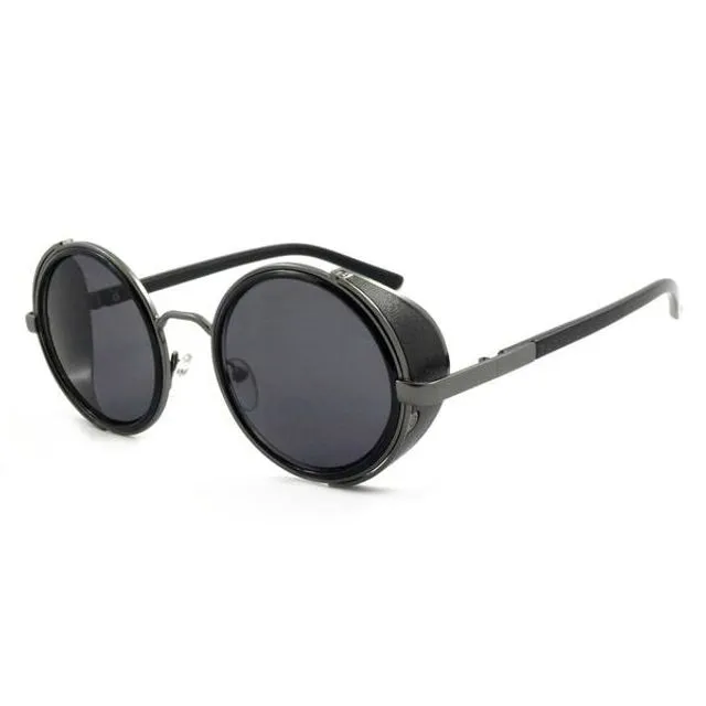 'FREEMAN' ROUND SUNGLASSES WITH SIDE SHIELD IN BLACK