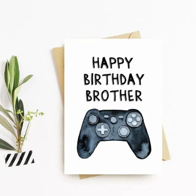 Happy Birthday Brother Greeting Card - Gamer, Computer Game Fan