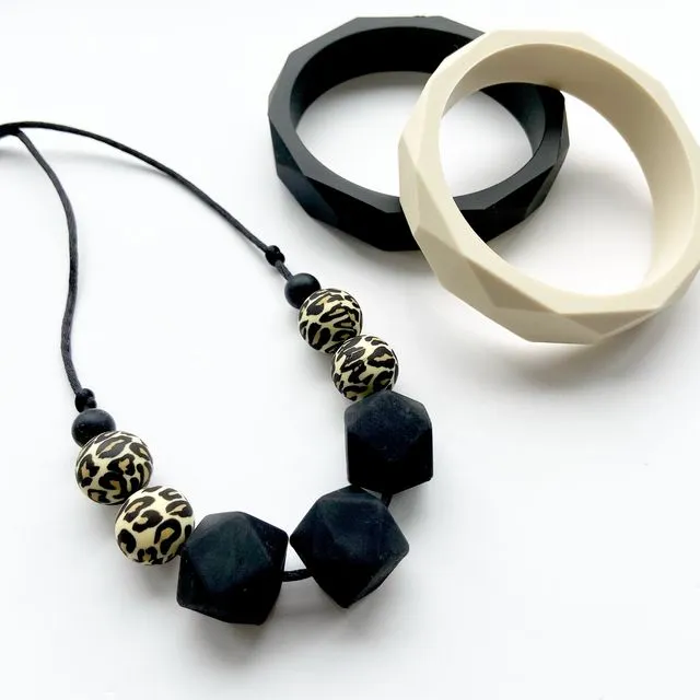 Black Leopard Teething Necklace