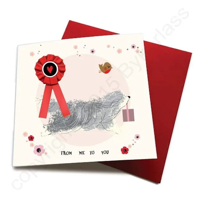 From Me To You - Dog Greeting Card (with satin ribbon rosette) - CHDC51 (Six pack)