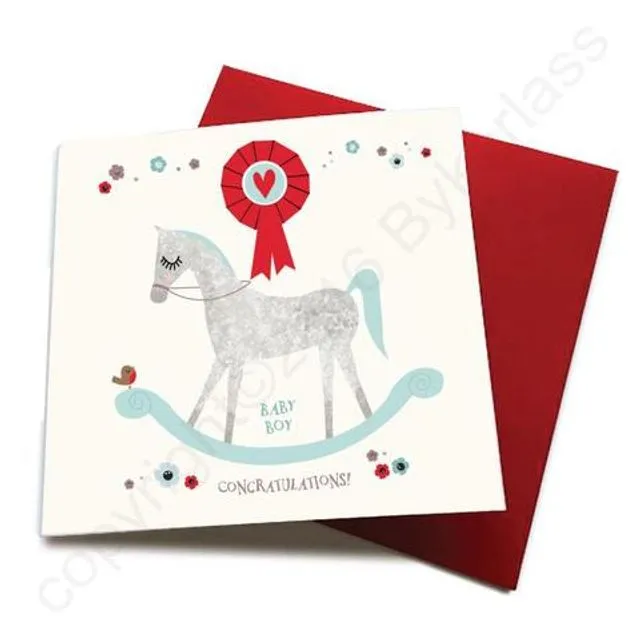 Baby Boy - Horse Greeting Card - CHDS7 (Six pack)