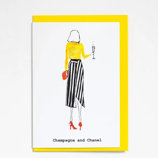 "Champagne and Chanel" A6 Card - Pack of 6
