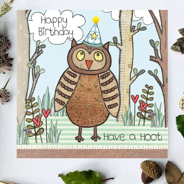 Flossy Teacake Owl Woodland Card