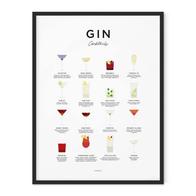 Gin Cocktails Art Print