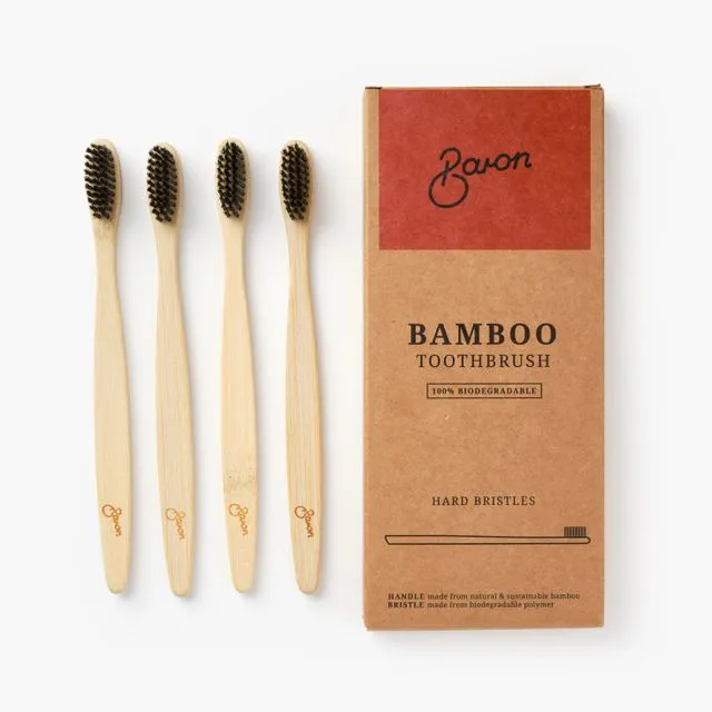 Bamboo Toothbrush 4 Pack Medium Bristles