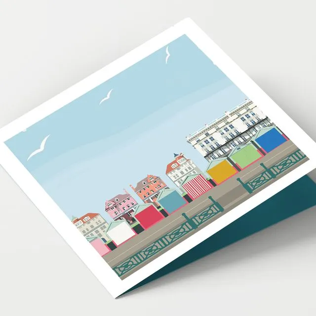 HOVE AND BRIGHTON BEACH HUTS SUSSEX Greeting Card
