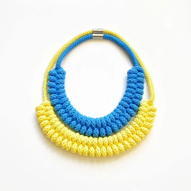 Maya Necklace Yellow - Statement cotton necklace