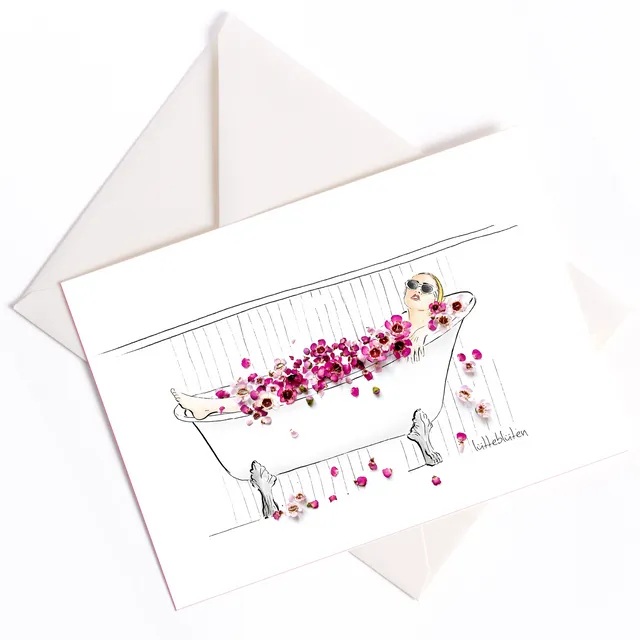 Blossom bathtub - Card with colour core and envelope