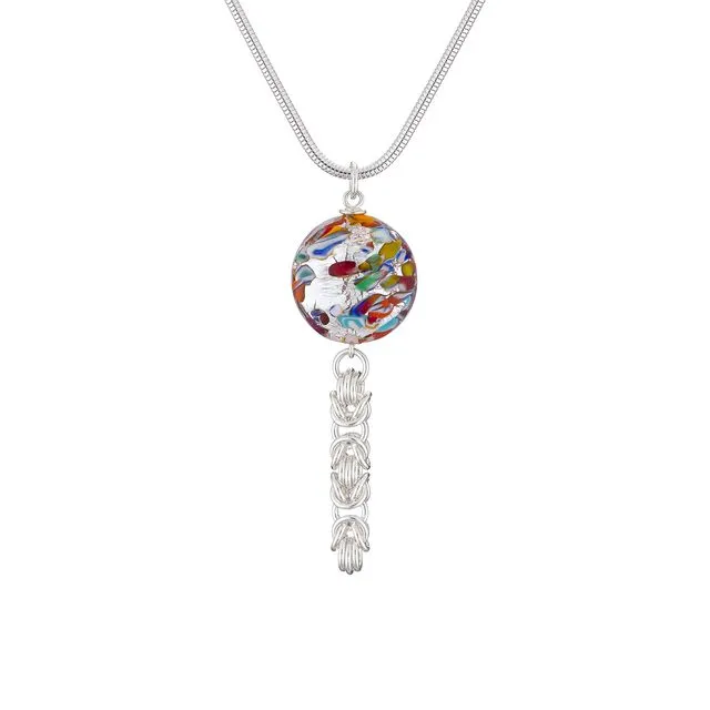 “Gala” - Sterling silver chainmaille and Murano glass necklace