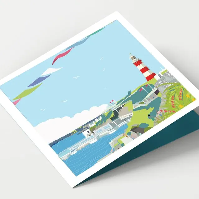 PLYMOUTH HOE SMEATON'S TOWER PLYMOUTH DEVON Greeting Card