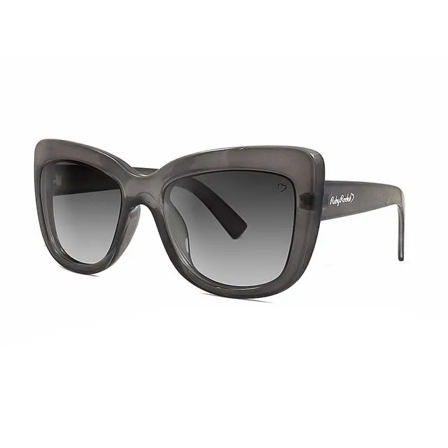 Crystal 'Cannes' Grey Angled Cateye Sunglasses