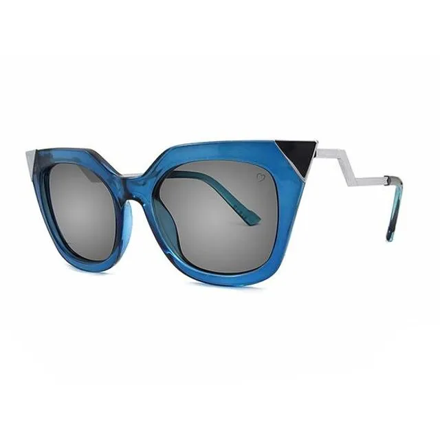 Metal Tip And Angled Temple 'Mykonos' In Black Sunglasses