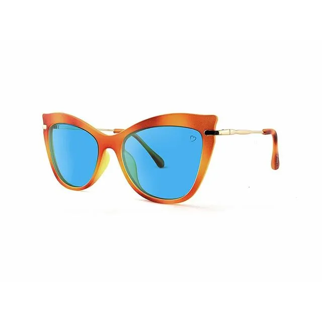 Faceted 'Ischia' Cateye With Metal Temples Sunglasses