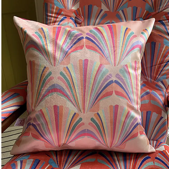 Pastel Pink Shell Velvet Scatter Cushion