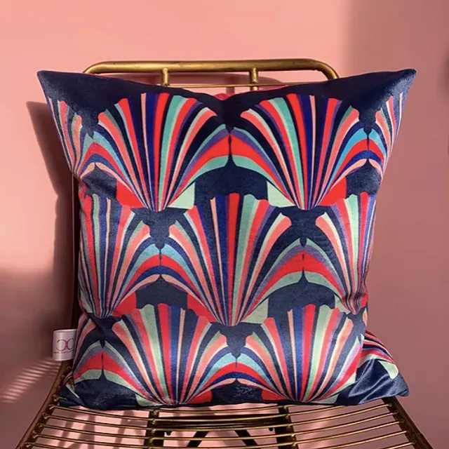 Blue Pink Shell Velvet Scatter Cushion