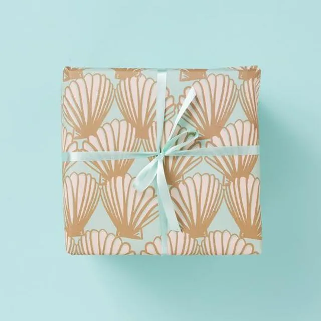 Sea Shells Mint - (Mint) Gift Wrap