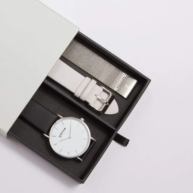 Silver & Black | Classic Watch Gift Set