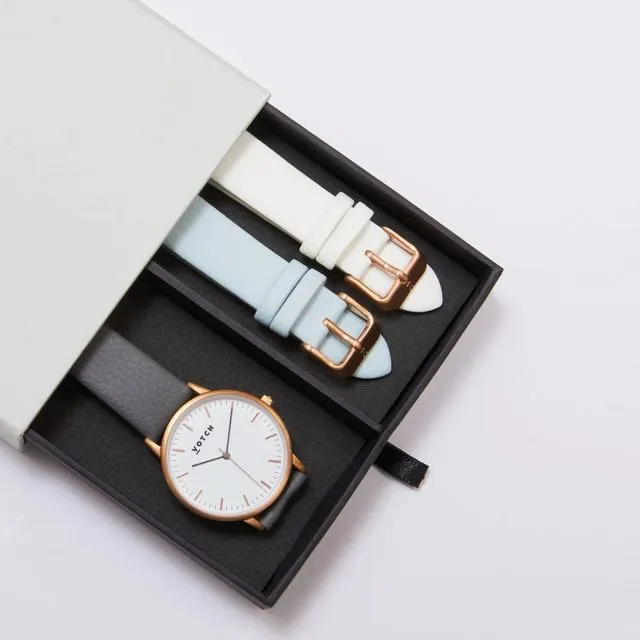 Rose Gold & Slate Grey | Moment Watch Gift Set