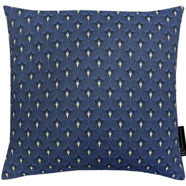 Jacquard Fan Blue-Gold Pillow (50x50 cm)