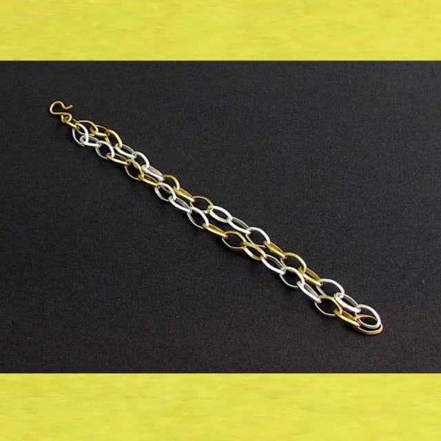 Bracelet link chain 2-row with S clasp mat bicoloured