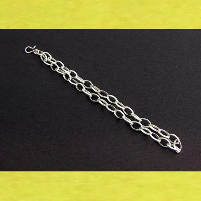 Bracelet link chain 2-row with S clasp mat silverplated