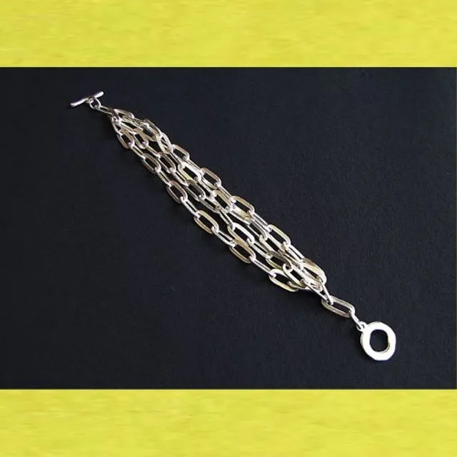 Bracelet link chain 4-row with toggle clasp mat silverplated