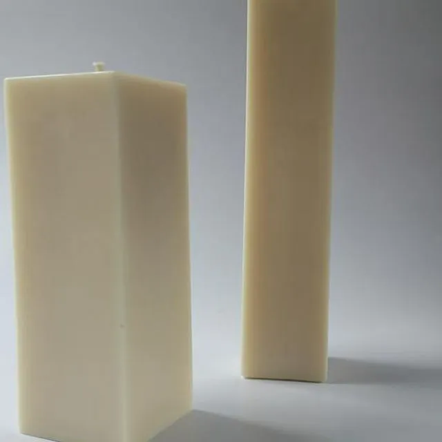 Square Natural Rapeseed Pillar Candle, SHORT