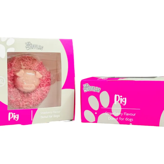 Here Little Piggy Dog Donut Treat - Strawberry Flavour