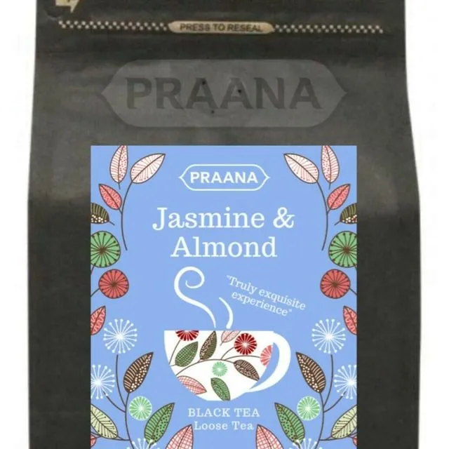 Black Tea with Jasmine Bud and Almond - Retail Pack 100g ( Pack of 6)