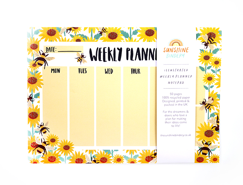 Bumble Bee A4 Recycled Weekly Planner Pad