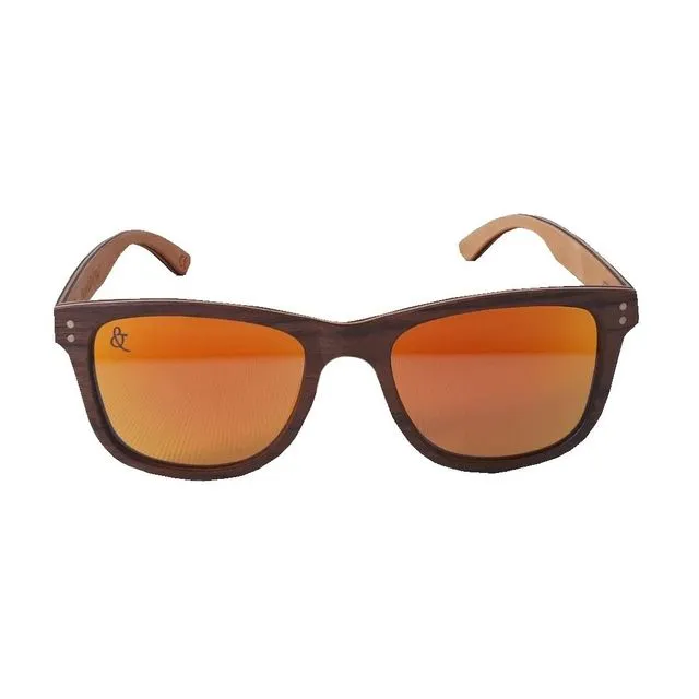 Rarotonga Polarized Wood Sunglasses - Orange Mirror