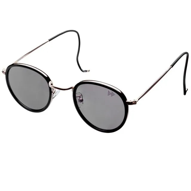 HAKU Sunglasses - Pale Gold & Black frame with Grey lenses- Sunheroes