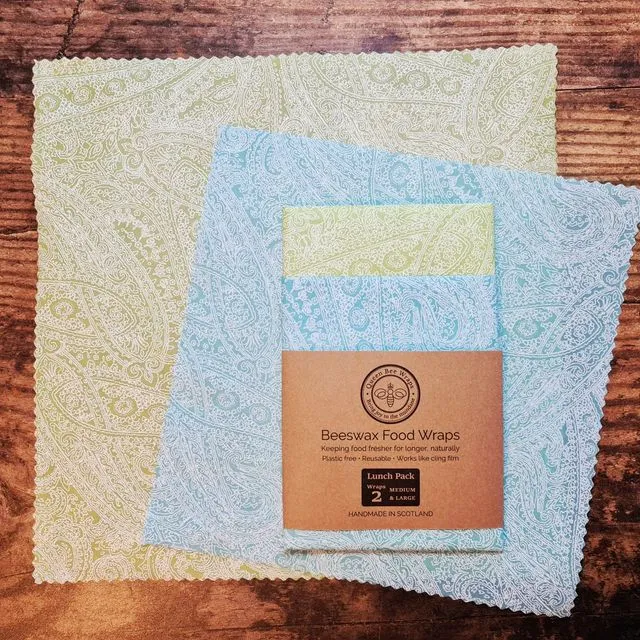 Beeswax Wrap Lunch Pack - Pastel Paisley