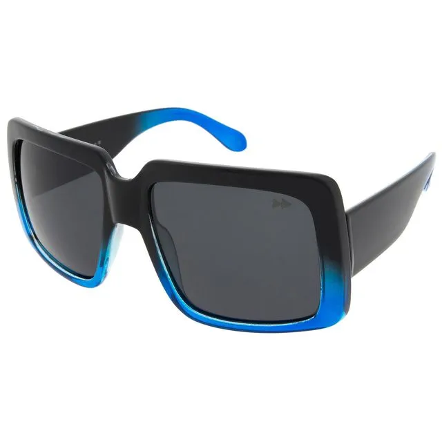 Eve Premium Sunglasses - Black & Blue frame with Grey Polarized lenses- Sunheroes