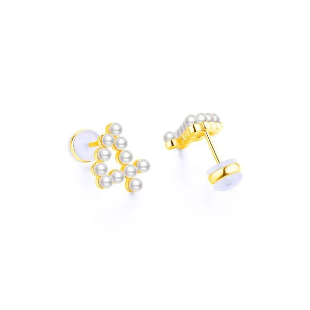 GOLD PLATED SILVER PEARL EAR STUDS - NUMBER 4