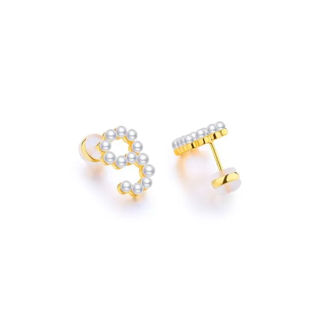 GOLD PLATED SILVER PEARL EAR STUDS - NUMBER 9