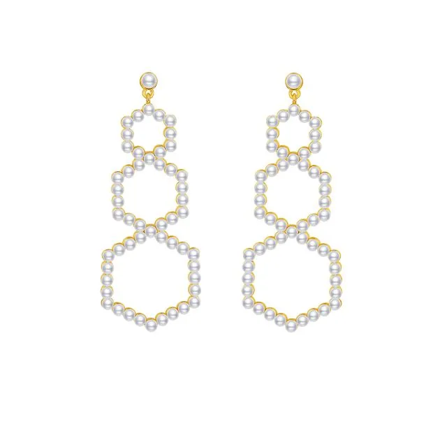GOLD PLATED SILVER PEARL PAVÉ SET OVERSIZED EARRINGS