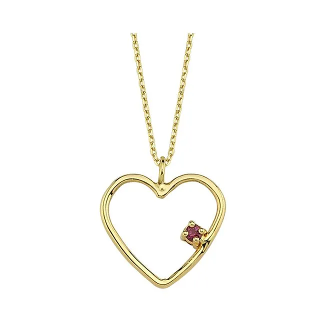 Cupido rhodolite heart necklace 14ct gold