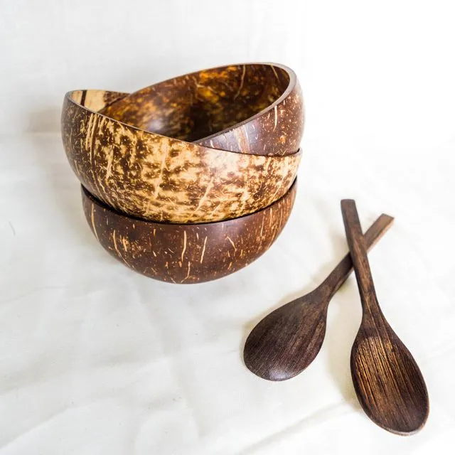 Coconut Bowls & spoons gift set (2 x bowls, 2 x spoons) - Orginal