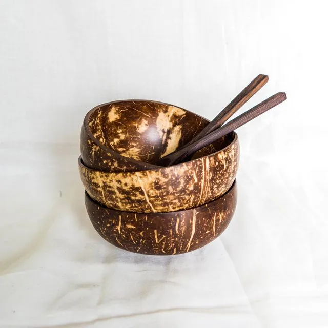 Repurposed Coconut Bowl & Spoon Set - Original