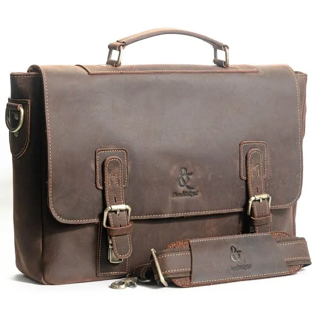 Sevilla Leather Briefcase - Dark Brown