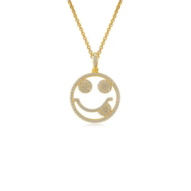 EMOJI JUST KIDDING GOLD PLATED SILVER NECKLACE