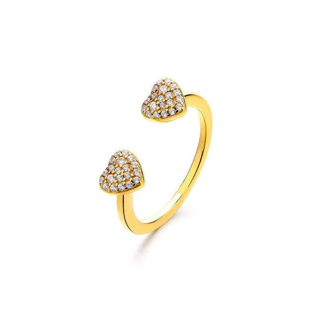 EMOJI LOVE HEART EYES GOLD PLATED SILVER RING
