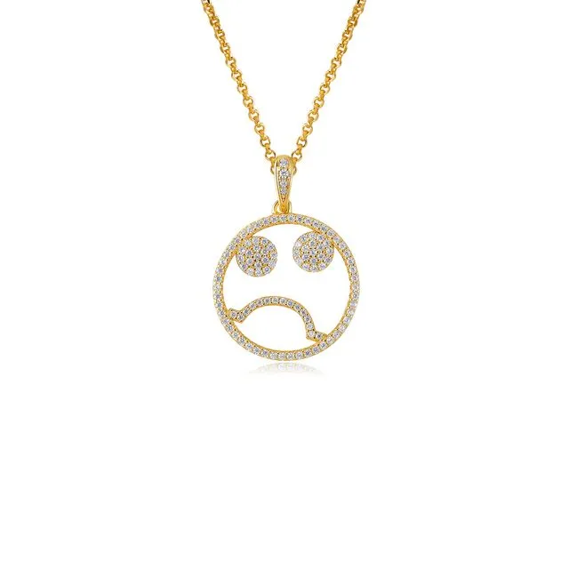 EMOJI MONDAY BLUE GOLD PLATED SILVER NECKLACE
