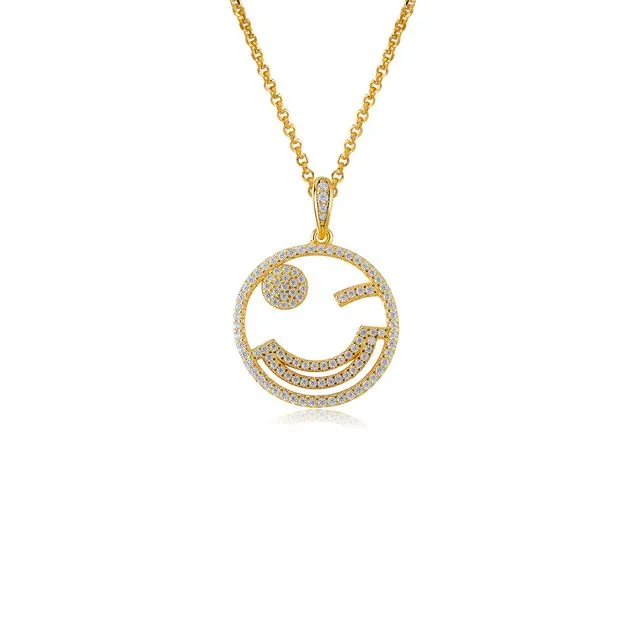 EMOJI NAUGHTY WINK GOLD PLATED SILVER NECKLACE