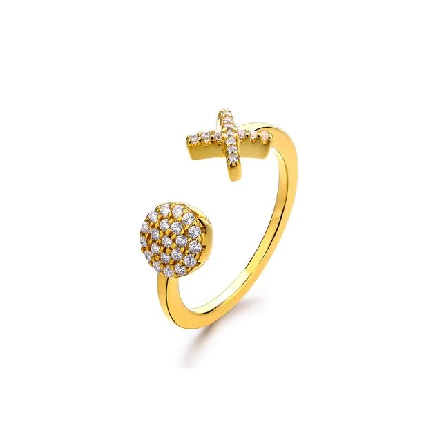 EMOJI OX LOVE GOLD PLATED SILVER RING
